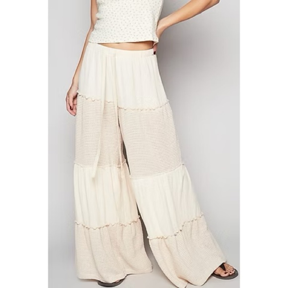 Raw Edge Gauze Pants